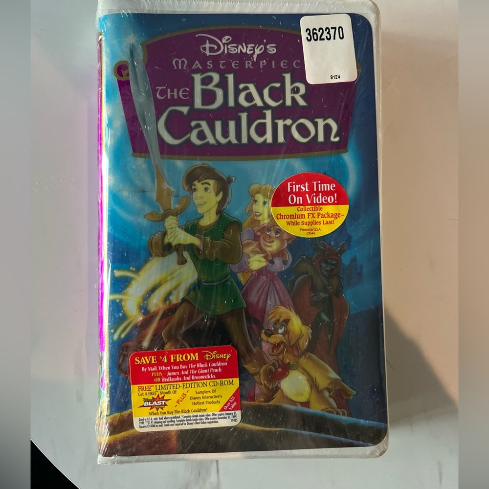 Vintage Disney The Black Cauldron VHS Factory Sealed Video Tape 1998 NEW Sticker